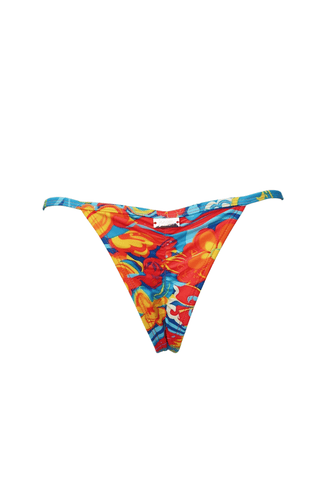 Cheeky high waisted scrunch bikini bottoms hibiscus colorful