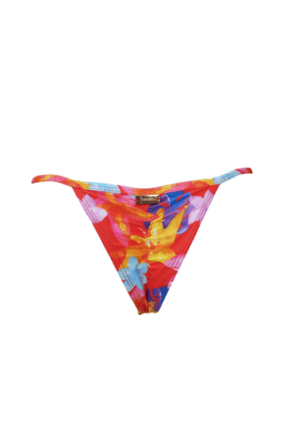 Red flowers cheeky scrunch bikini bottoms
