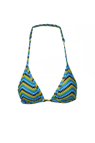 blue yellow Bahamas adjustable triangle bikini top