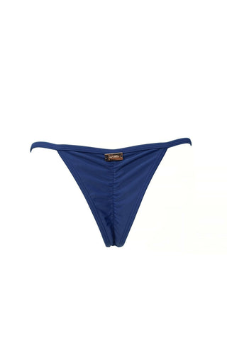 Navy blue adjustable high waisted cheeky scrunch bikini bottom