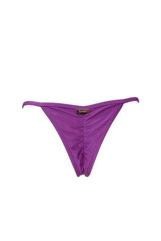 Shiny Purple adjustable high waisted cheeky scrunch bikini bottom