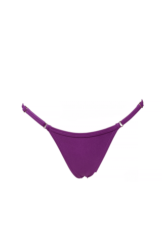 Shiny Purple adjustable high waisted cheeky scrunch bikini bottom