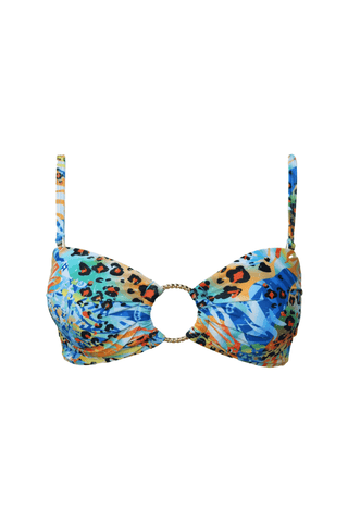 Bandeau bikini top minimal blue leopard