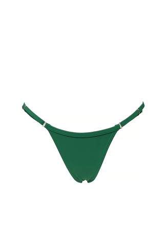 Dark green adjustable high waisted cheeky scrunch bikini bottom