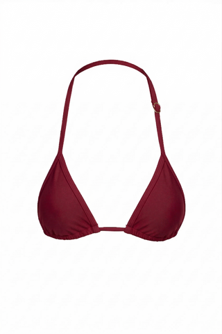 Red wine bikini top on a white background