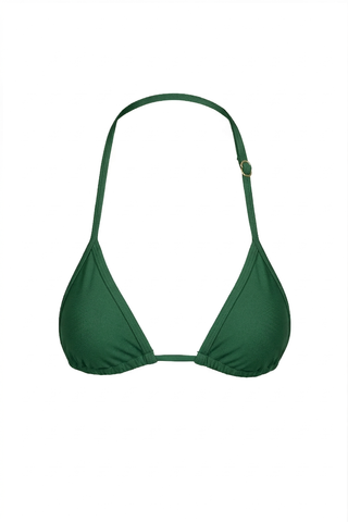 Green bikini top on a white background