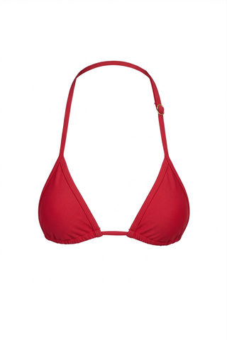 Red bikini top on a white background
