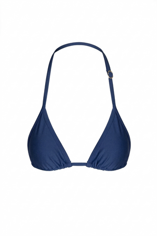 Blue navy bikini top on a white background