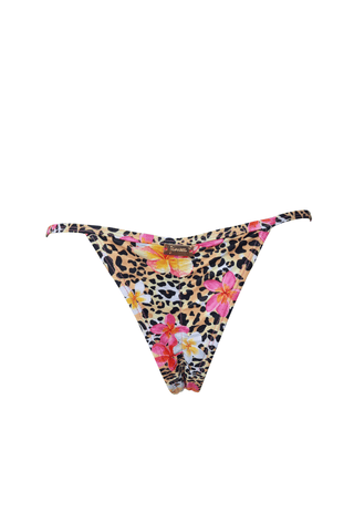 Leopard flowers high waisted cheeky scrunch bikini bottoms