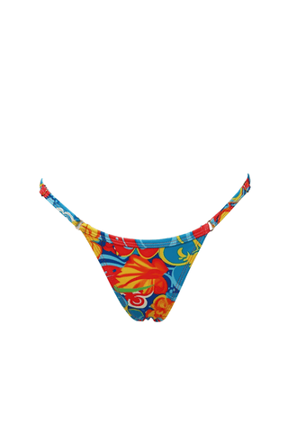 Cheeky high waisted scrunch bikini bottoms hibiscus colorful