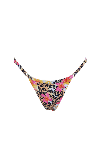 Leopard flowers high waisted cheeky scrunch bikini bottoms