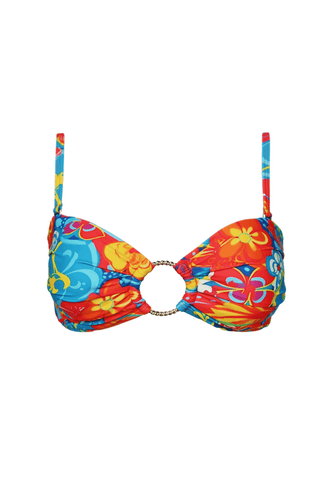 Bandeau Bikini top minimal hibiscus flowers