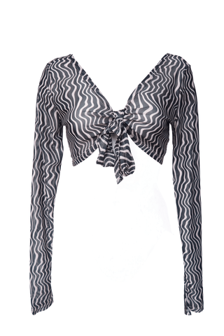 Zebra print mesh beach coverup top