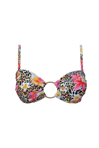 bandeau bikini top minimal leopard flowers