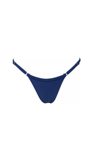 Navy blue adjustable high waisted cheeky scrunch bikini bottom