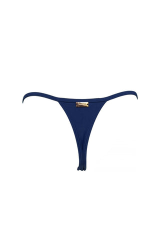 Navy blue adjustable thong bikini bottom